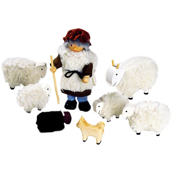 "Herder met zijn vrolijke schapen"