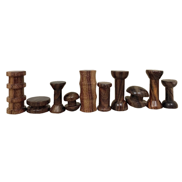 Mini WW Spool Set Sono/10pc met handgedraaide houten spoelen in diverse vormen, ideaal voor naaien of decoratie in hobbycategorieën