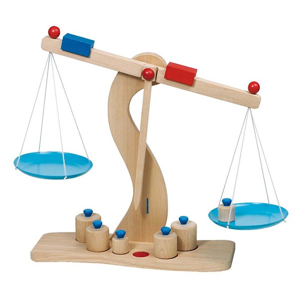 "Weegschaal met grote armen en super grote schalen!"