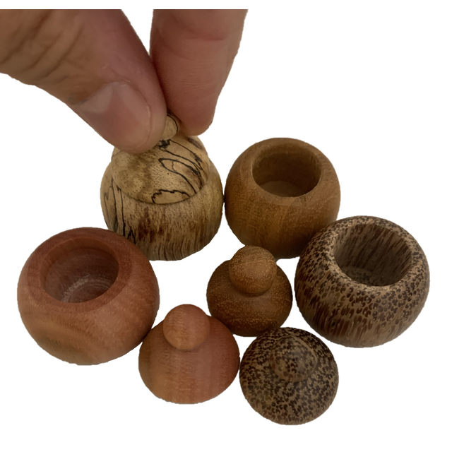 Mini WW Tooth Fairy Pots/4pc houten melktanddoosjes in verschillende houtsoorten met deksel, ideaal voor kindercadeaus of tandbewaring