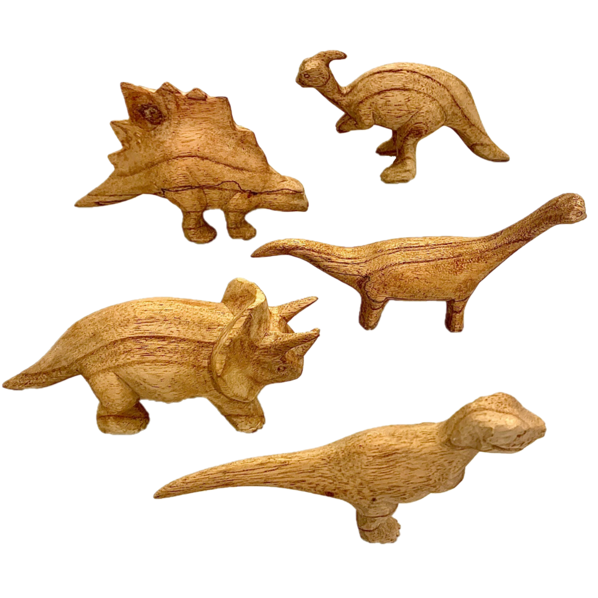 Dinosaurs Hand Carved/5pc houten speelgoedset met vijf handgesneden dinosaurusfiguren, ideaal voor kinderkamers of educatief speelgoed