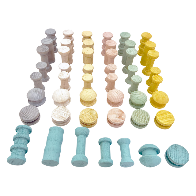 Mini Pastel Spools/49pc in zachte kleuren zoals blauw, roze, geel en grijs, ideaal voor knutselprojecten en decoratie in hobbycategorieën.