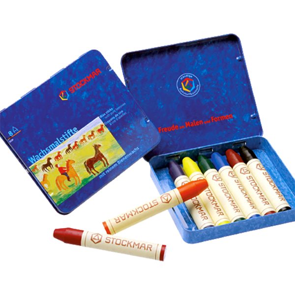 "Bijenwaskrijtjes - 8 vrolijke kleuren in een blikken doos!"