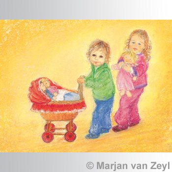 "Set van 14 vrolijke kinderkaarten A6 van Marjan!"