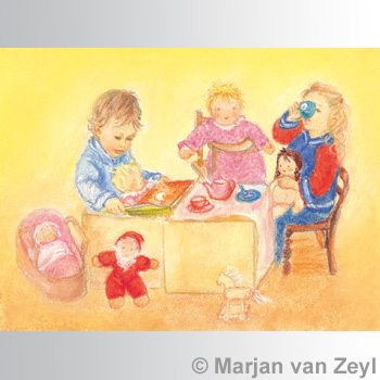 "Set van 14 vrolijke kinderkaarten A6 van Marjan!"