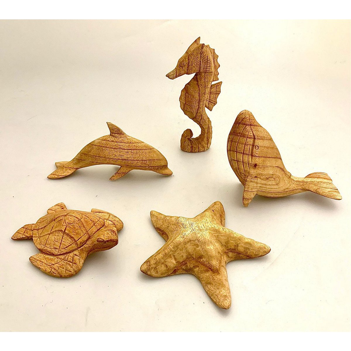 Sea Animals Hand Carved/5pc