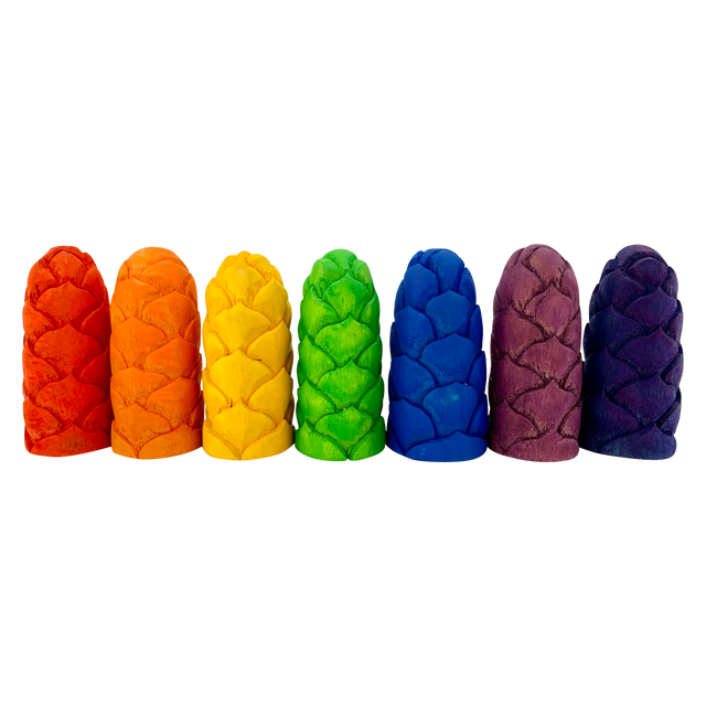 Set van 7 Mini Rainbow Flower Bud Lr/7pc in regenboogkleuren met bloemknoptextuur, perfect voor handwerk of interieurdecoratie.