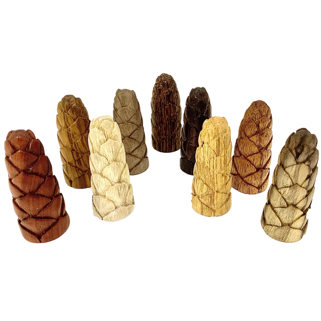 Set van 9 Mini WW Flower Buds in natuurlijke tinten, decoratieve bloemknoppen voor ambachtelijke projecten en interieurdecoratie.