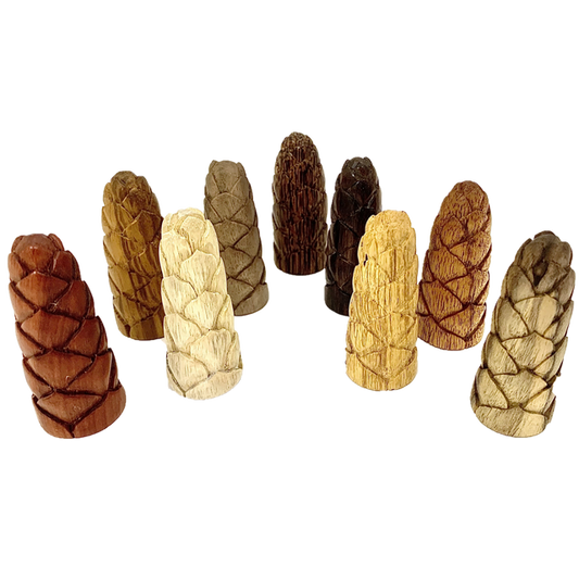 Set van 9 Mini WW Flower Buds in natuurlijke tinten, decoratieve bloemknoppen voor ambachtelijke projecten en interieurdecoratie.