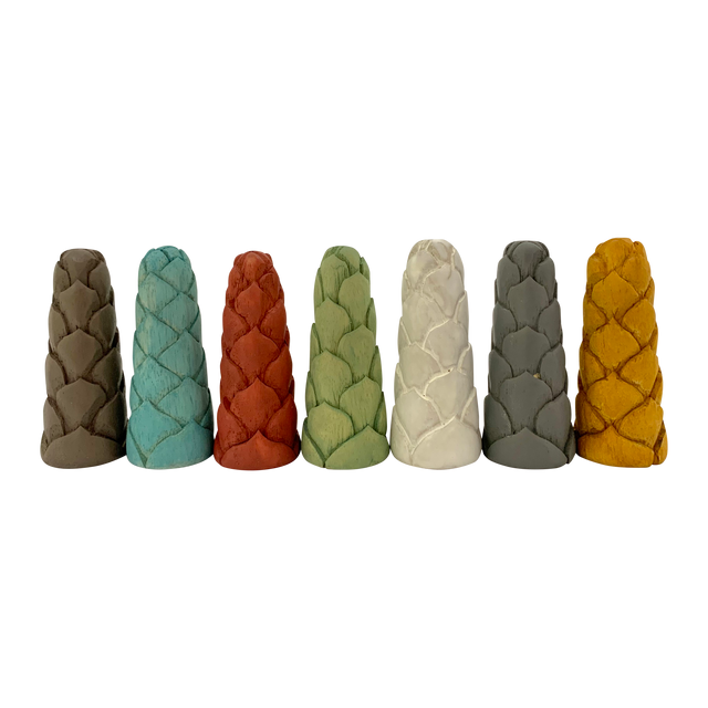 Mini Earth Flower Buds S/7pc in natuurlijke aardetinten, decoratieve bloemknoppen voor interieurdecoratie of handgemaakte projecten.