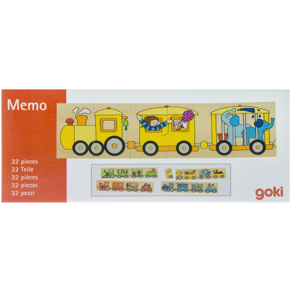 Memo vier gekleurde treinen
