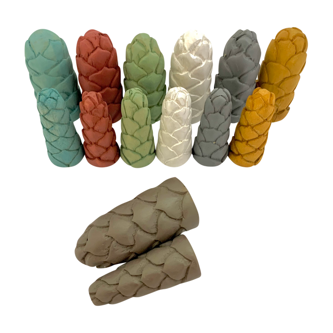 Mini Earth Bloemknoppen Lr/7pc - Houten Set | Siliconemerk in aardetinten met gedetailleerde textuur, ideaal voor decoratie of sensorisch spel.
